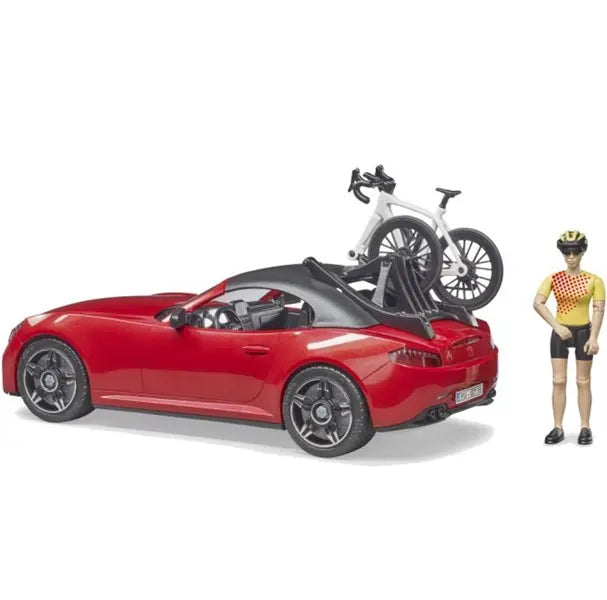BRUDER czerwony roadster z rowerem 03485