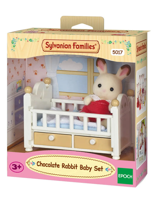 SYLVANIAN zestaw dziecko królik z czekoladowymi uszkami + łóżeczko