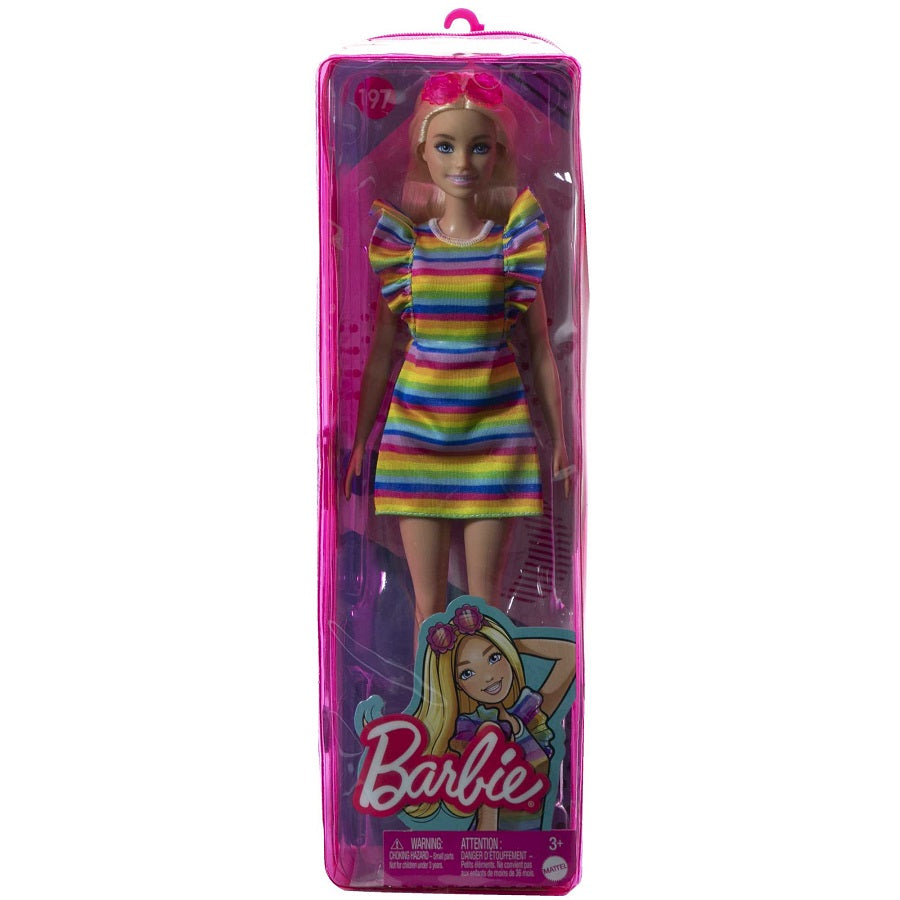 Barbie lalka Fashionistas sukienka w paski HJR96/6