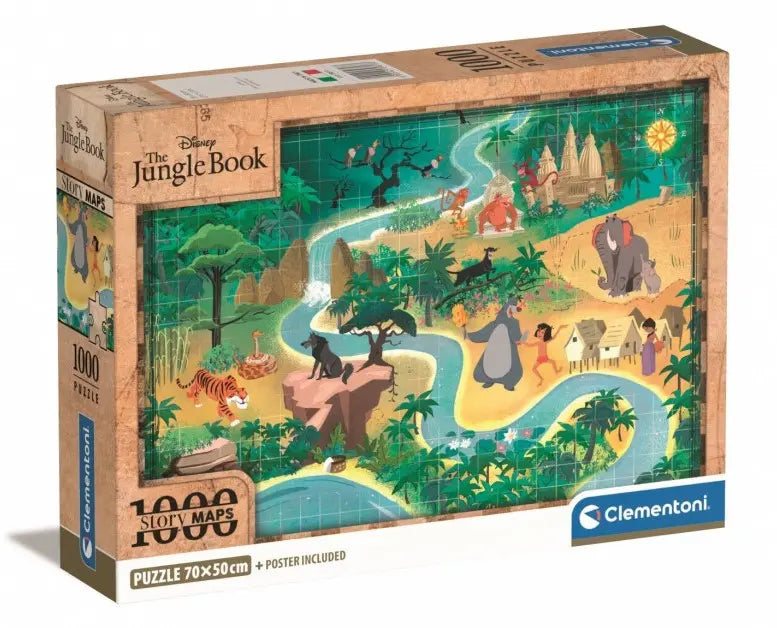 Clementoni puzzle 1000 elementów - Compact Story Maps Księga Dżungli