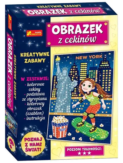 Cekinowy obrazek podróże małe i duże usa