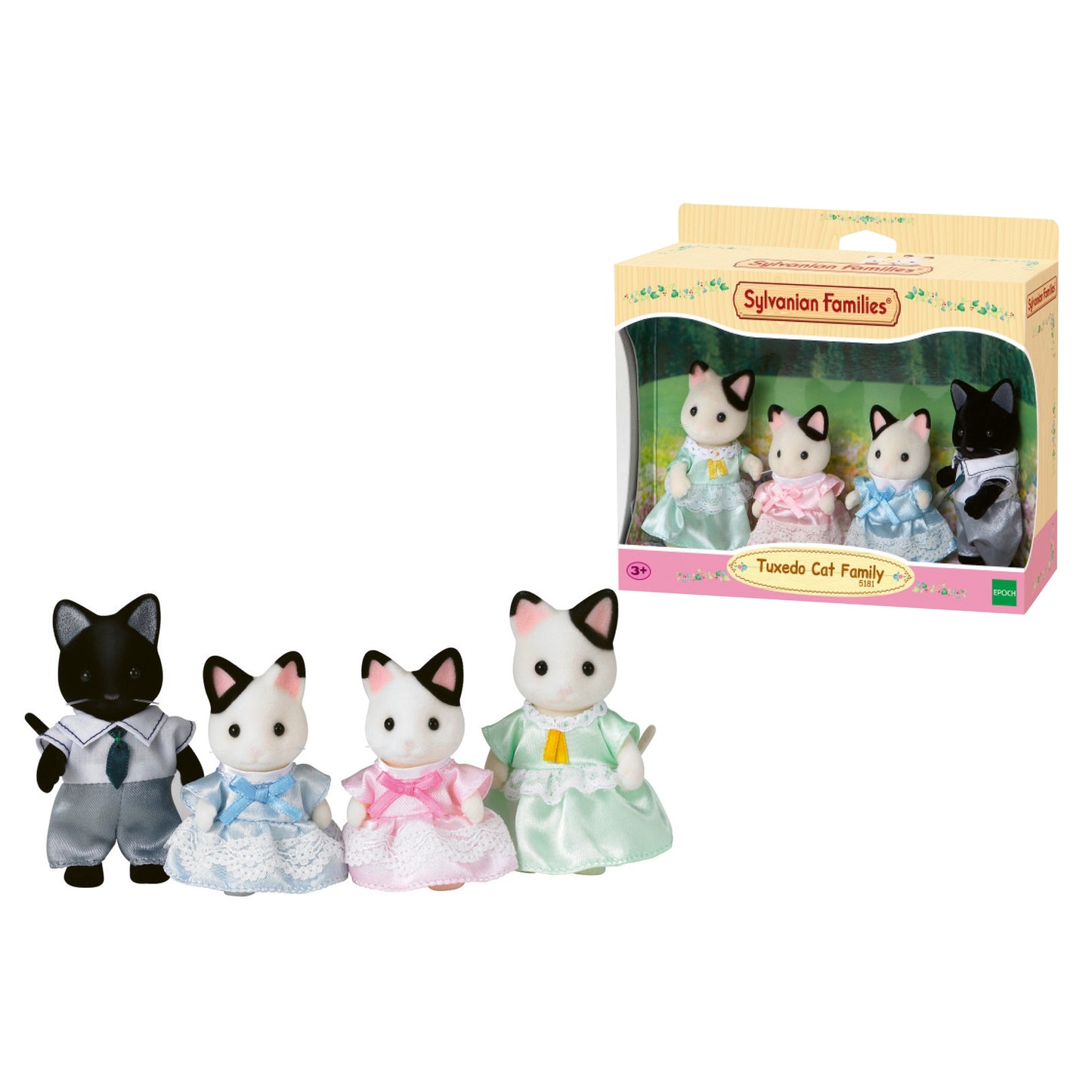 SYLVANIAN Rodzina kotków z czarnym uszkiem 05181