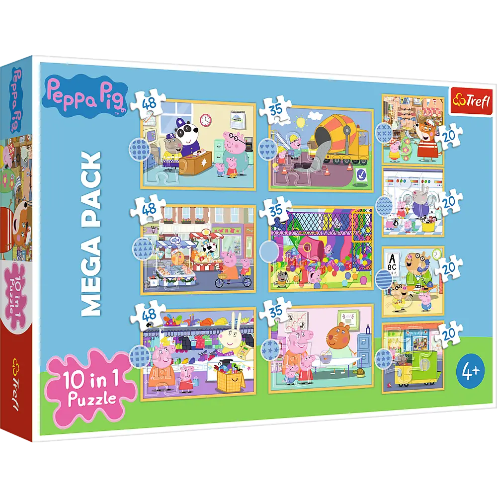 Puzzle 10 w 1 poznaj świnkę peppę