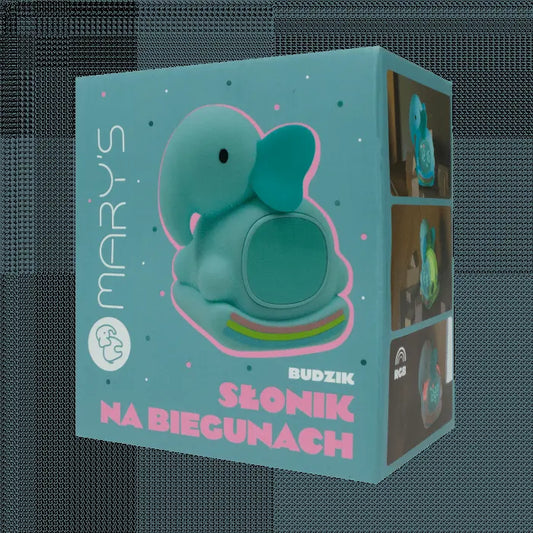 Lampka nocna z budzikiem - Słonik na biegunach