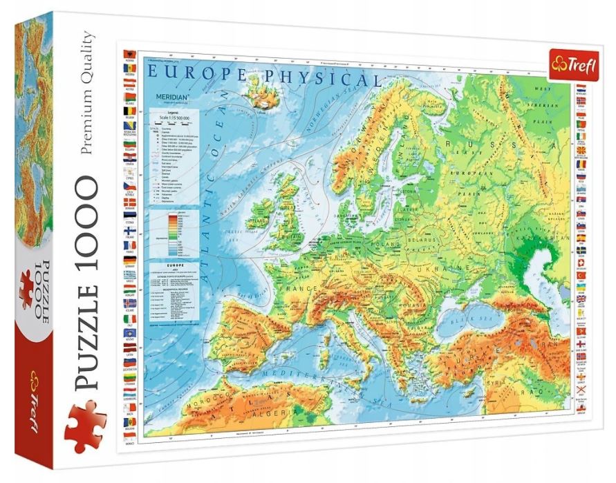 PUZZLE 1000 Mapa fizyczna Europy 10605