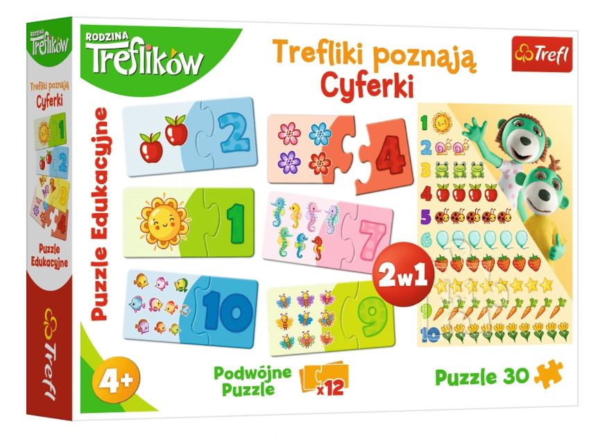 PUZZLE 30 EDUK.Trefliki poznają cyferki 15554