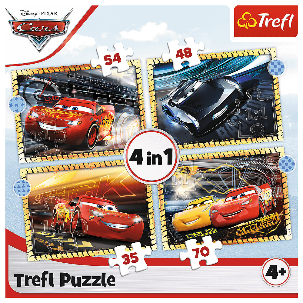 PUZZLE 4w1 Do startu,gotowi,start!Cars 34608