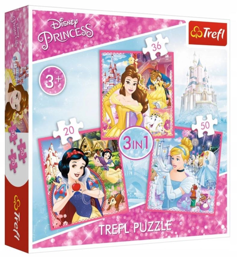 PUZZLE 3w1 Zaczarowany świat księżniczek 34833