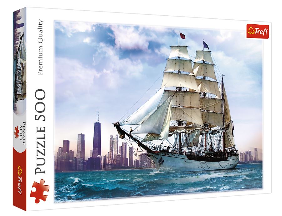 PUZZLE 500 Żaglowiec na tle Chicago 37120