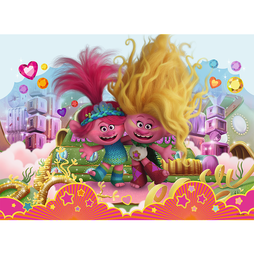 PUZZLE 70 Glitter w kuf.brokat Trolle 53021
