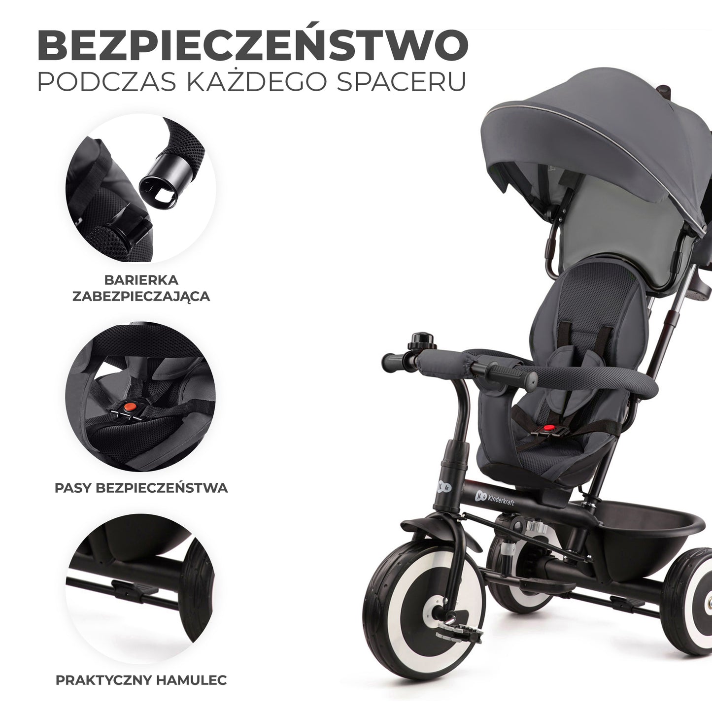 Kinderkraft Rowerek 3koł Aston MalaGrey 22383
