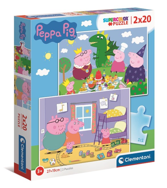 Puzzle 2x20 super kolor świnka peppa