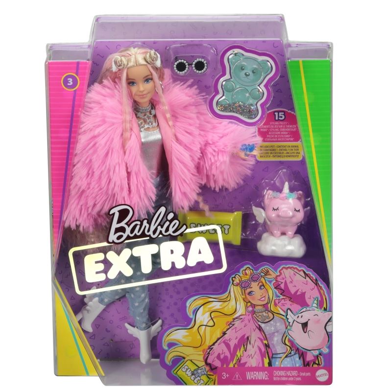 Barbie Extra Moda lalka+akces.pink GRN28 /4