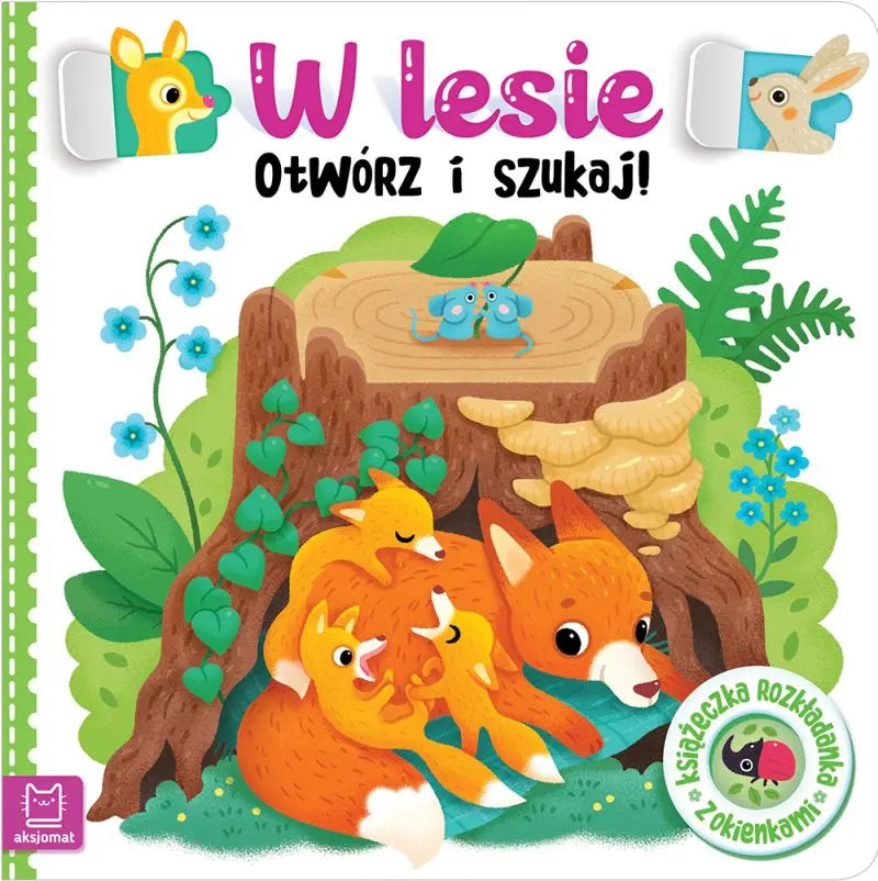 Aksjomat w lesie otwórz i szukaj książeczka rozkładanka z okienkami