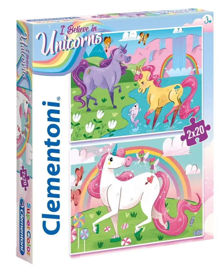 Puzzle 2x20 super kolor jednorożec