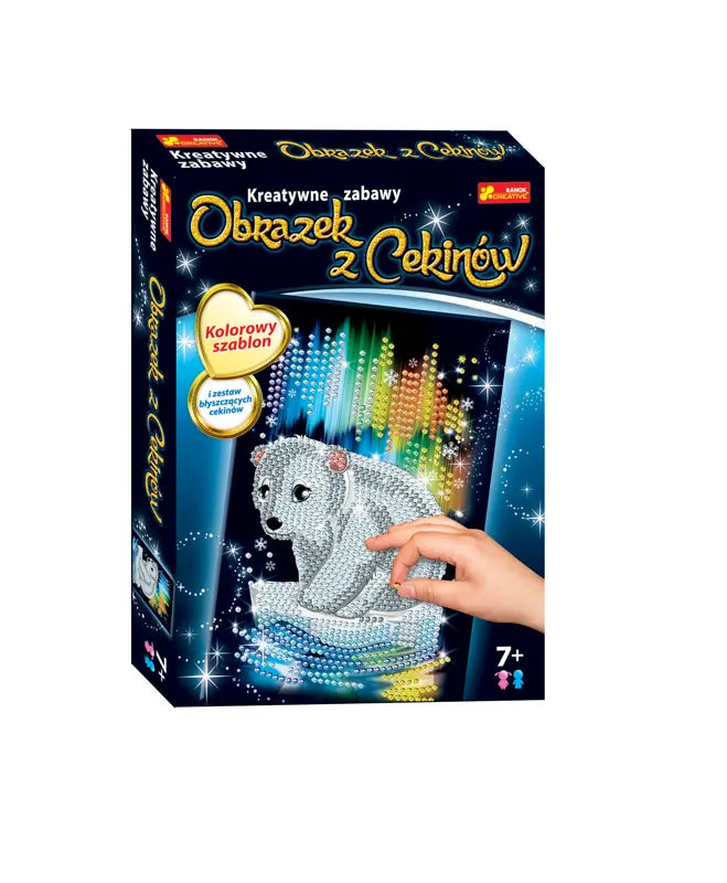 Cekinowy obrazek niedźwiadek