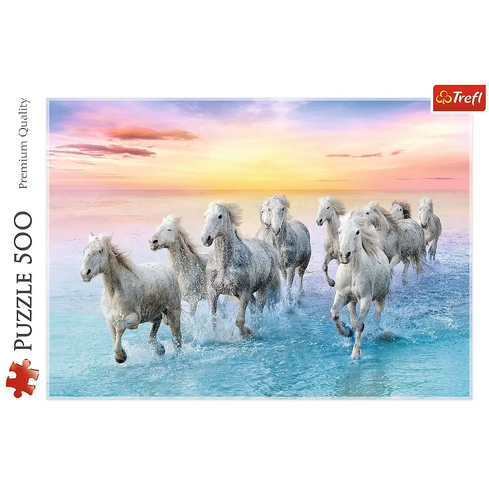 Puzzle 500 białe konie w galopie