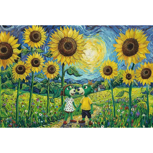 Puzzle Rodzina Treflików, Inspired By Art 100 el. Spacer wśród słoneczników