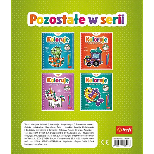 Książka aktywizująca Bobaski i Miś, Koloruję pierwszy raz. Roboty