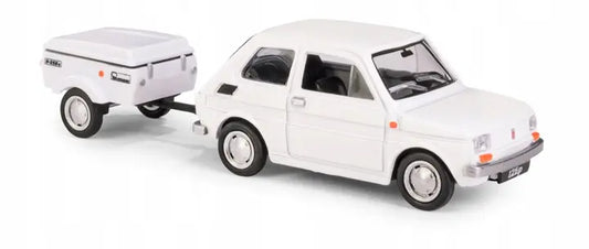 Zestaw Fiat 126p + przyczepa Niewiadów N250C - biały