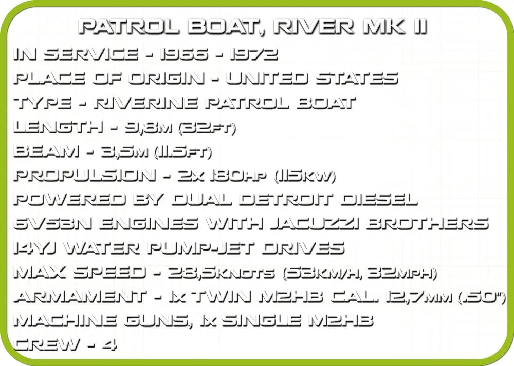 COBI HC VietnamWar PatrolBoatRiver MKII 618kl 2238