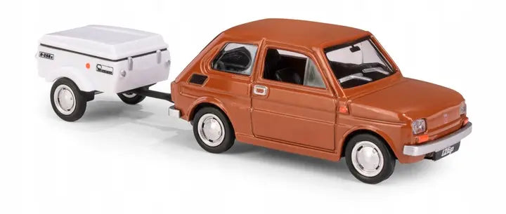 Zestaw Fiat 126p + przyczepa Niewiadów N250C - brązowy