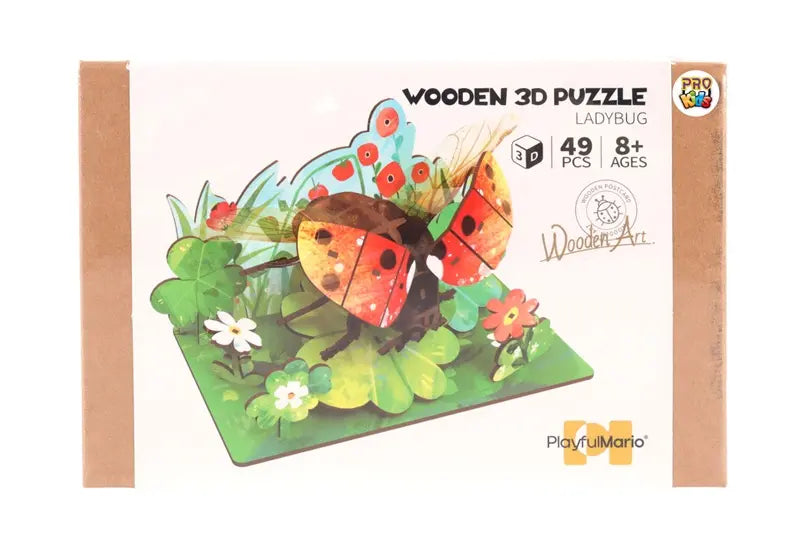 Puzzle drewniane 3D Biedronka w kwiatach 12572