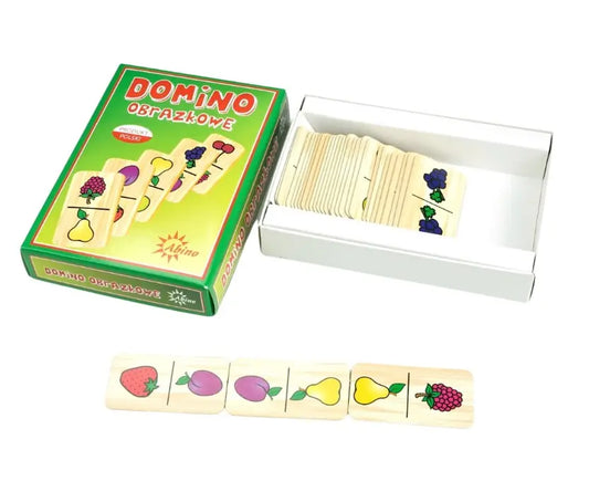 Domino obrazkowe owoce drewniane