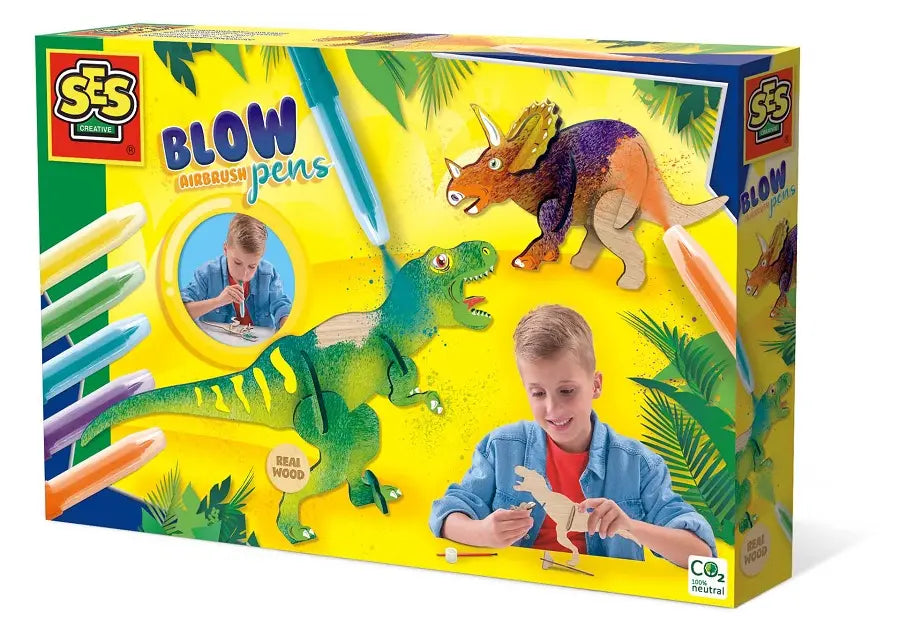 Kolorowanie przez dmuchanie dinozaury