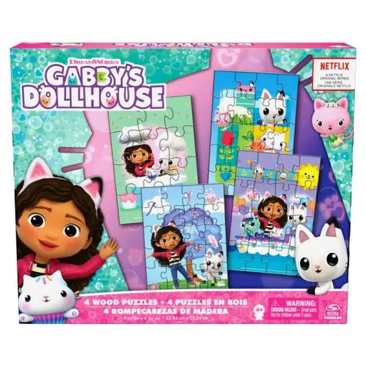 Koci domek gabi puzzle drewniane 4-pak