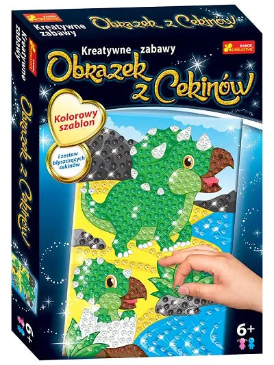 Cekinowy obrazek dinozaur triceraptos