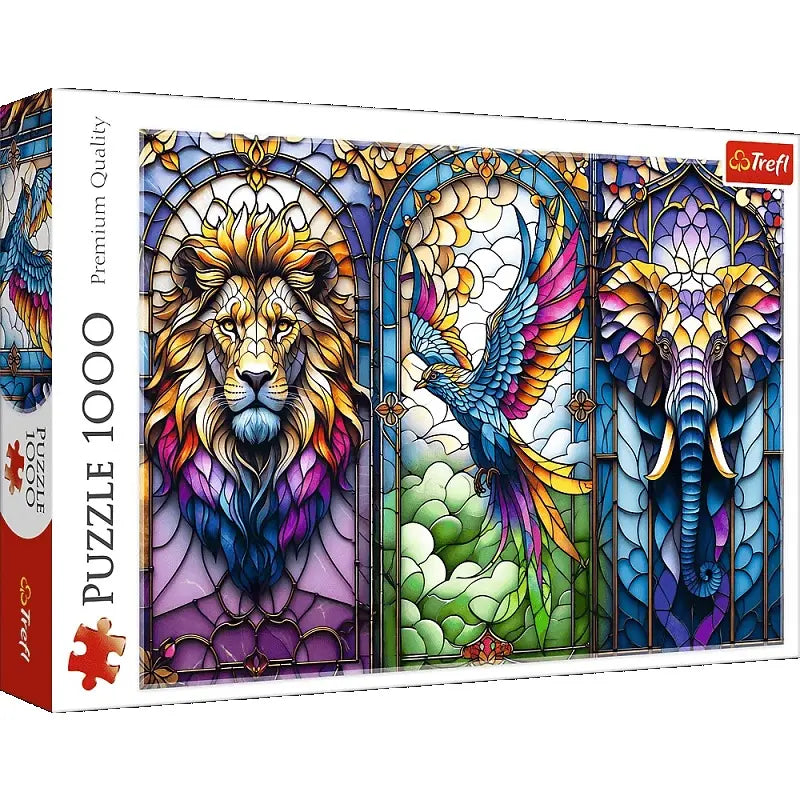 Puzzle 1000 elementów - witraż z zwierzętami