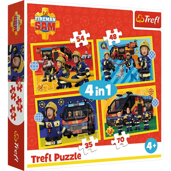 Puzzle 4 w 1 Strażak Sam - Strażak na sygnale