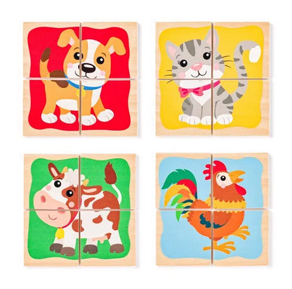 Minipuzzle w drewnianym pudełku - Zwierzątka