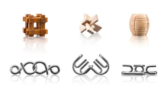 Zestaw łamigłówek metalowo - drewnianych - 6szt