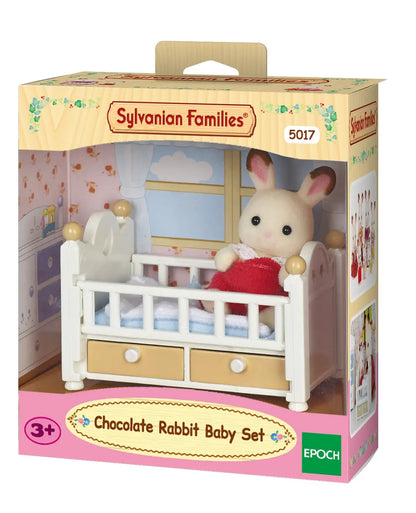 SYLVANIAN zestaw dziecko królik z czekoladowymi uszkami + łóżeczko