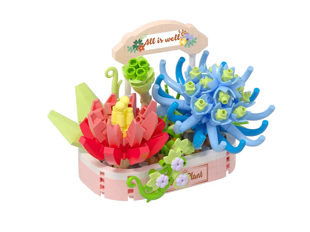 Klocki koco sukulenty doniczka niebieska 271 elementów