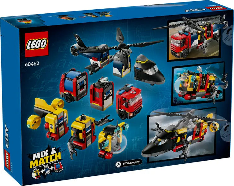 Lego City Zestaw z helikopterem, wozem strażackim i łodzią podwodną