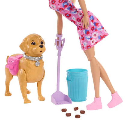 Barbie lalka Malibu spacer z pieskiem czyścioszkiem