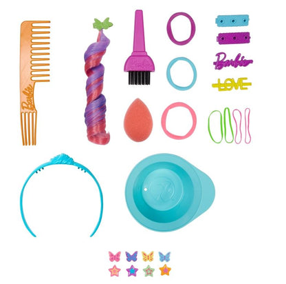 Barbie głowa do stylizacji neonowa kręcone włosy