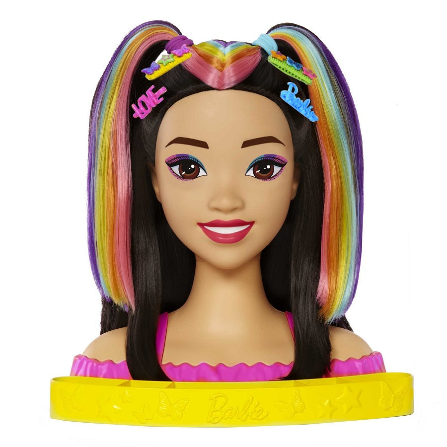 Barbie głowa do styli.neon czarne włosy HMD81