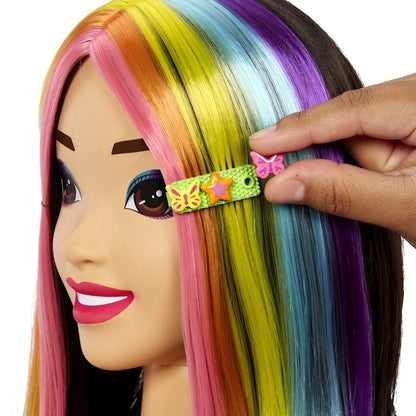 Barbie głowa do styli.neon czarne włosy HMD81