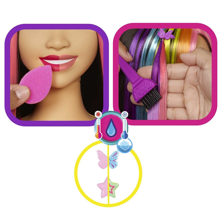 Barbie głowa do styli.neon czarne włosy HMD81