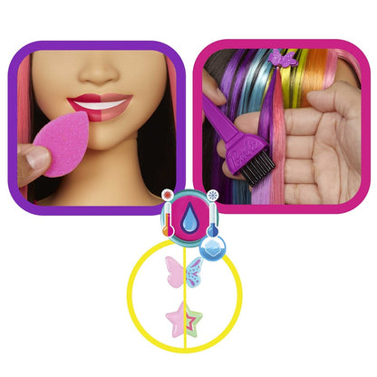 Barbie głowa do styli.neon czarne włosy HMD81