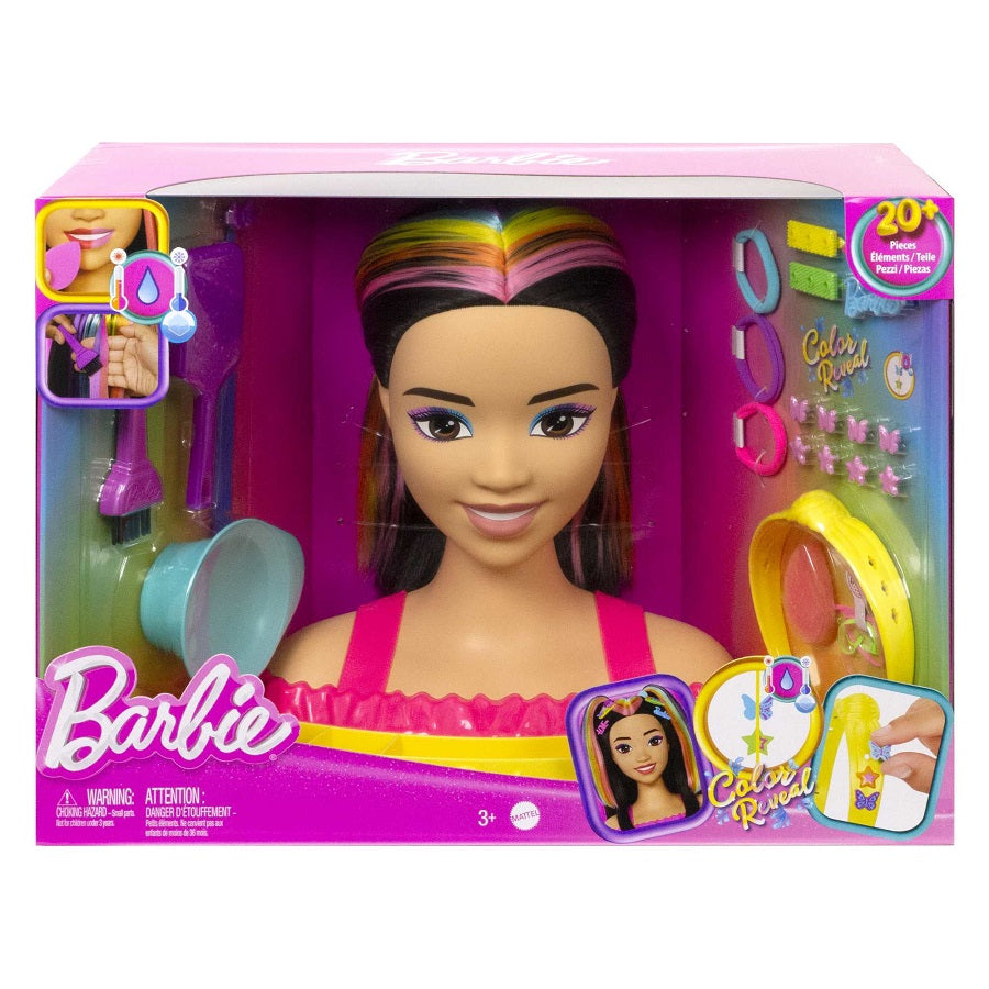 Barbie głowa do styli.neon czarne włosy HMD81