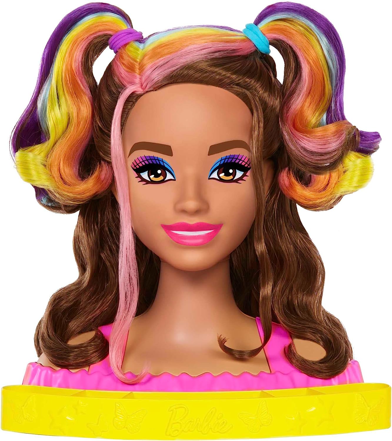 Barbie głowa do styliz.neon brązowe włosy HMD80