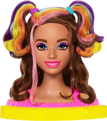 Barbie głowa do styliz.neon brązowe włosy HMD80