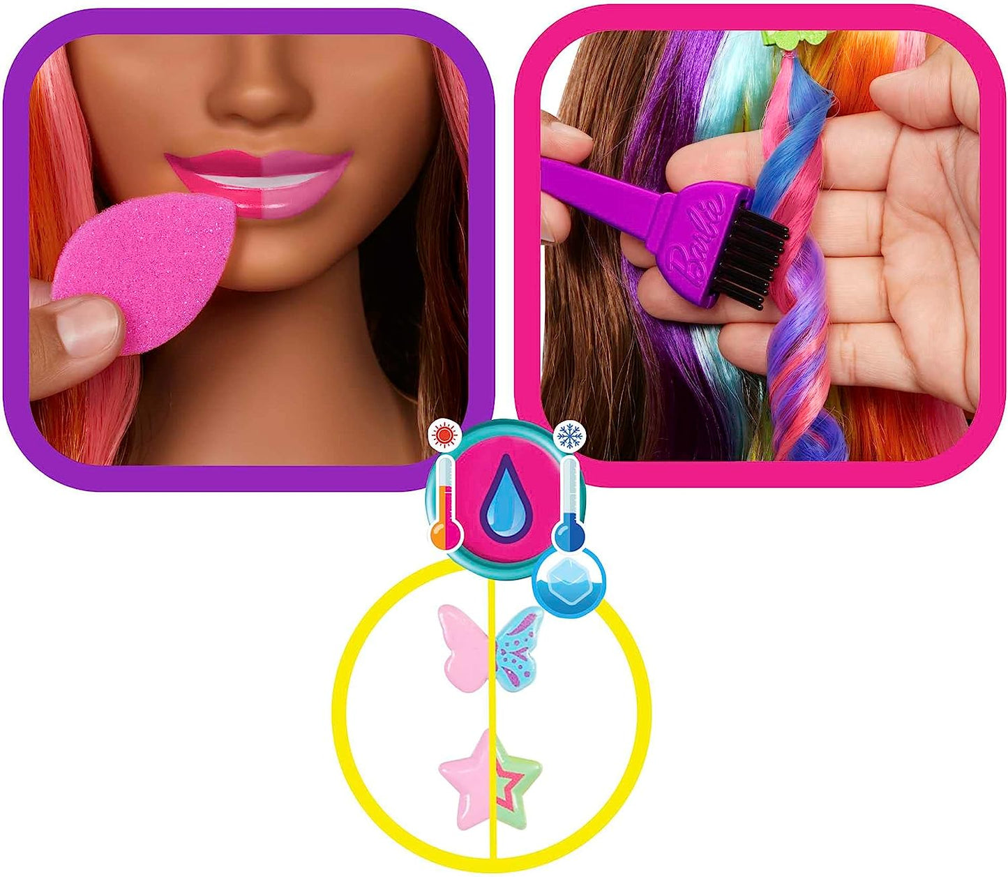 Barbie głowa do styliz.neon brązowe włosy HMD80
