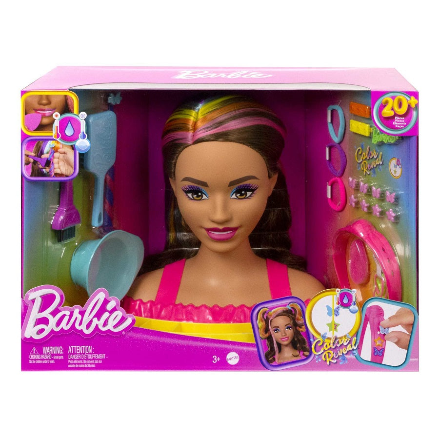 Barbie głowa do styliz.neon brązowe włosy HMD80