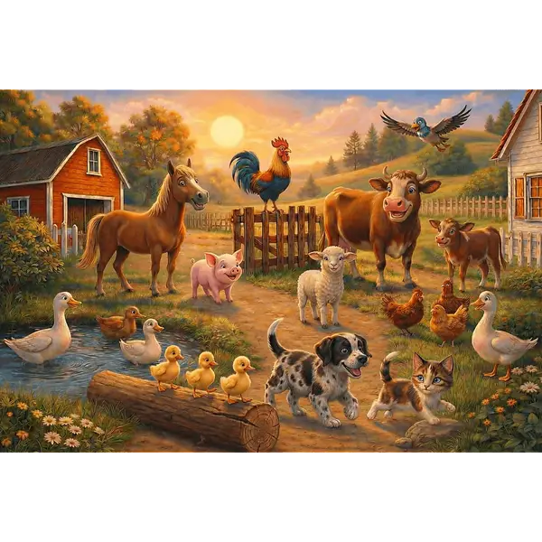 Puzzle 100 el. Przyjaciele ze wsi